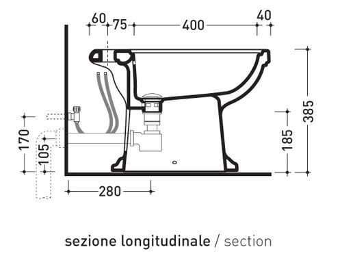 Immagine di Flaminia EFI bidet a pavimento, monoforo, con troppopieno, colore bianco finitura lucido 6005