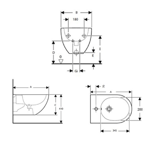 Immagine di Pozzi Ginori ACANTO bidet sospeso monoforo finitura bianco 500.601.01.3
