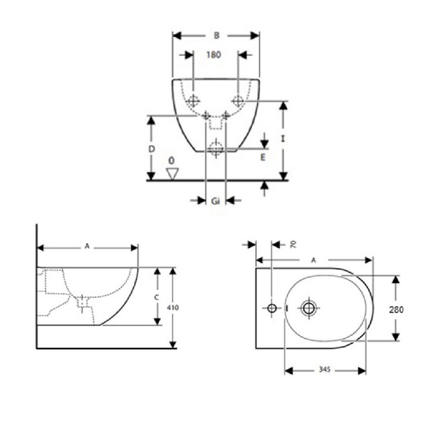 Immagine di Pozzi Ginori ACANTO bidet sospeso monoforo finitura bianco 500.601.01.3