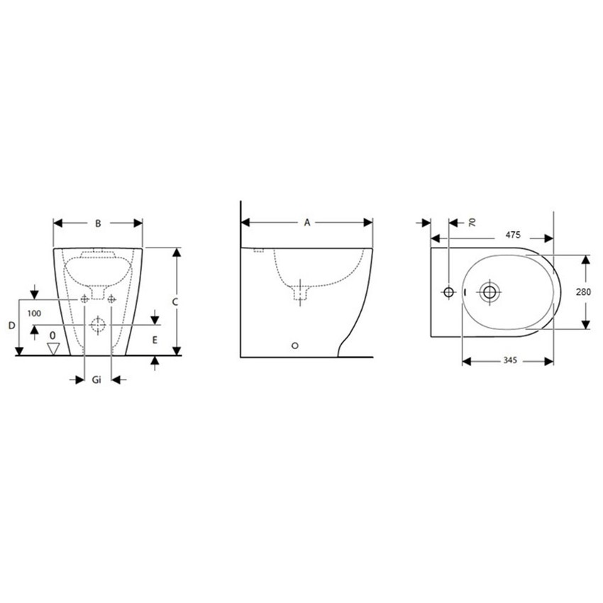 Immagine di Pozzi Ginori ACANTO bidet a pavimento finitura bianco 500.603.01.3