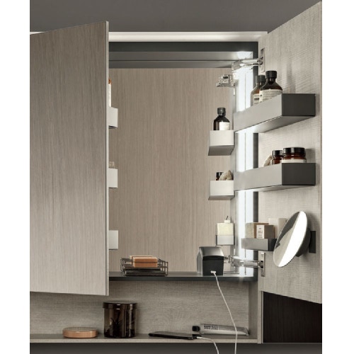 Immagine di Geberit ACANTO specchio contenitore L.75 cm, con illuminazione e due ante, finitura rovere mystic 500.645.00.2