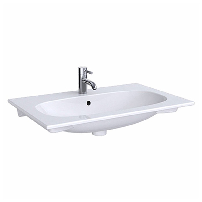 Immagine di Pozzi Ginori ACANTO lavabo slim 75 cm larghezza, installazione su mobile finitura bianco 500.641.01.3