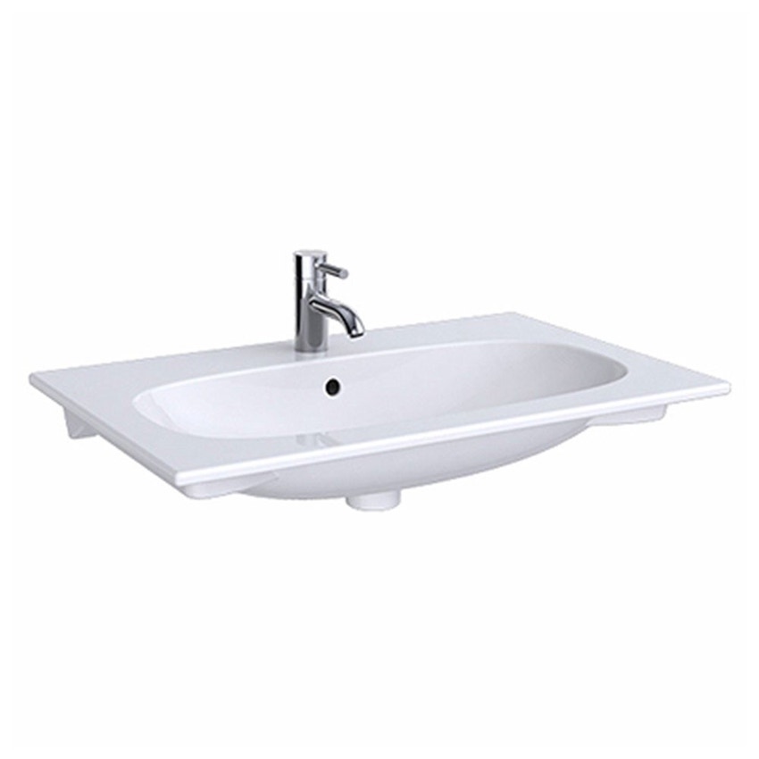 Immagine di Pozzi Ginori ACANTO lavabo slim 90 cm larghezza, installazione su mobile finitura bianco 500.642.01.3