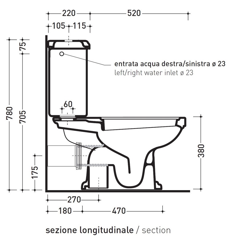 Immagine di Flaminia EFI set sanitari monoblocco, vaso con scarico a pavimento, cassetta di scarico e batteria di scarico doppio flusso, coprivaso finitura noce con discesa rallentata, bidet monoforo con troppopieno, colore bianco finitura lucido 6001+6005+6003+23N/CR