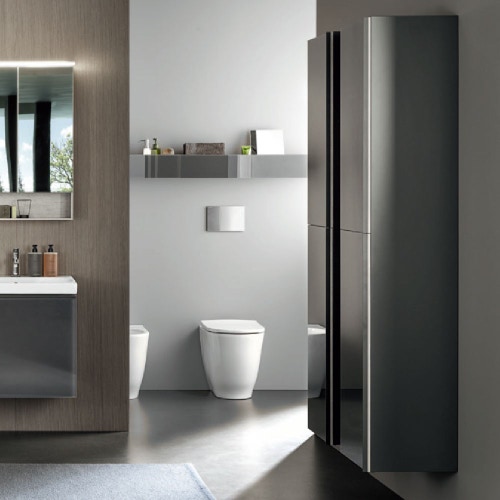 Immagine di Geberit ACANTO mobile contenitore sospeso H.173 cm, con un'anta, corpo colore lava finitura opaco, ante colore lava finitura vetro lucido 500.637.JK.2