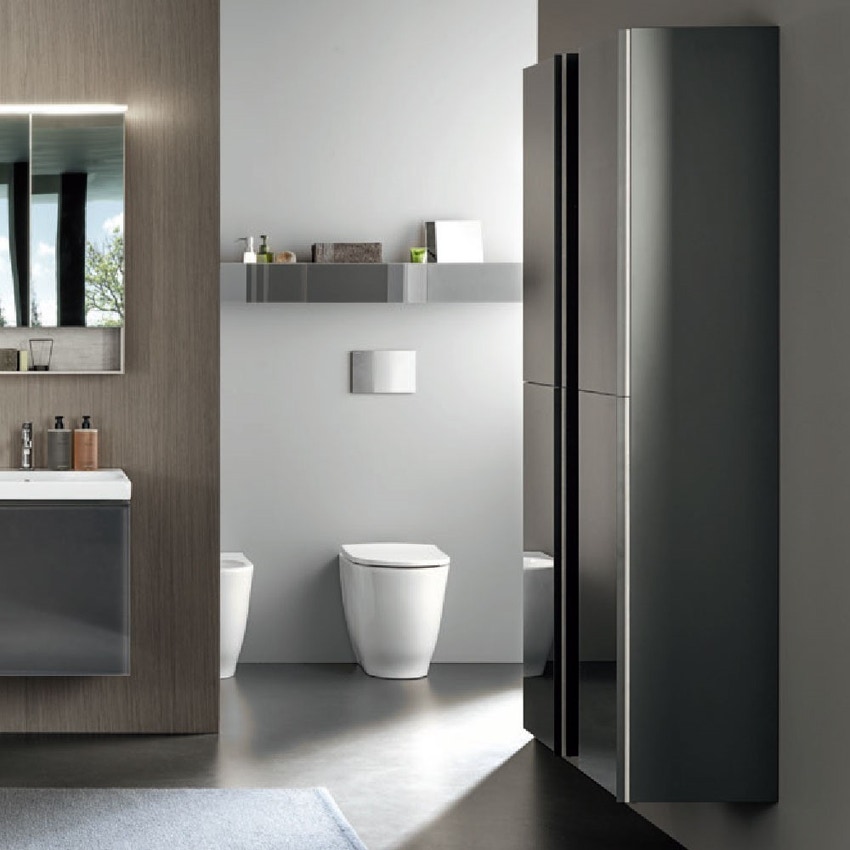 Immagine di Geberit ACANTO mobile contenitore sospeso H.173 cm, con un'anta, corpo colore lava finitura opaco, ante colore lava finitura vetro lucido 500.637.JK.2