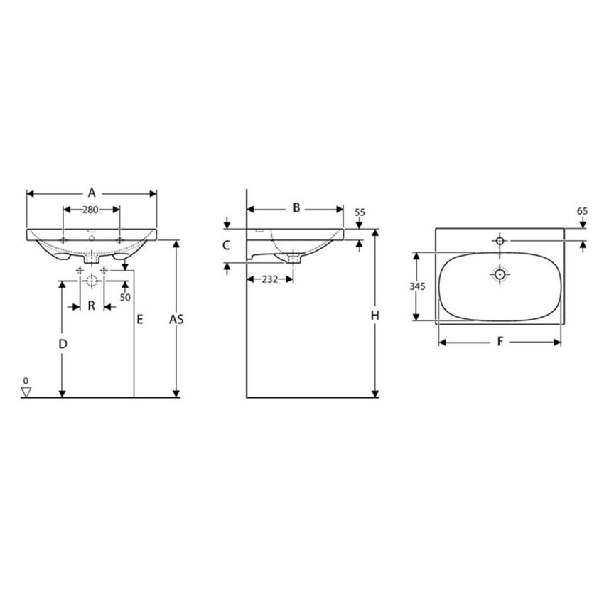 Immagine di Pozzi Ginori ACANTO lavabo standard 65 cm larghezza, finitura bianco 500.621.01.3