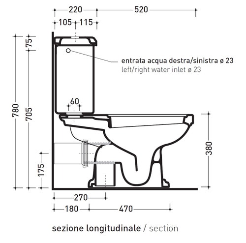 Immagine di Flaminia EFI cassetta di scarico per vaso monoblocco, colore bianco finitura lucido 6003