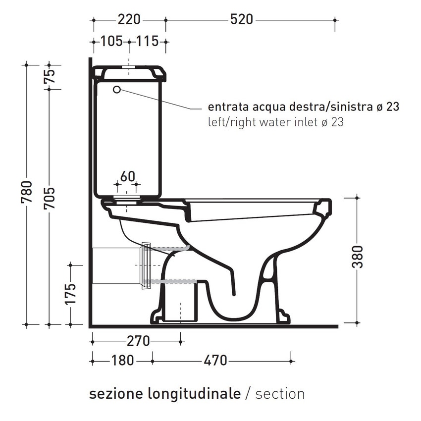 Immagine di Flaminia EFI cassetta di scarico per vaso monoblocco, colore bianco finitura lucido 6003