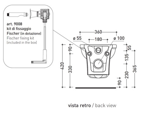 Immagine di Flaminia EFI vaso sospeso, senza sedile, colore bianco finitura lucido EF118