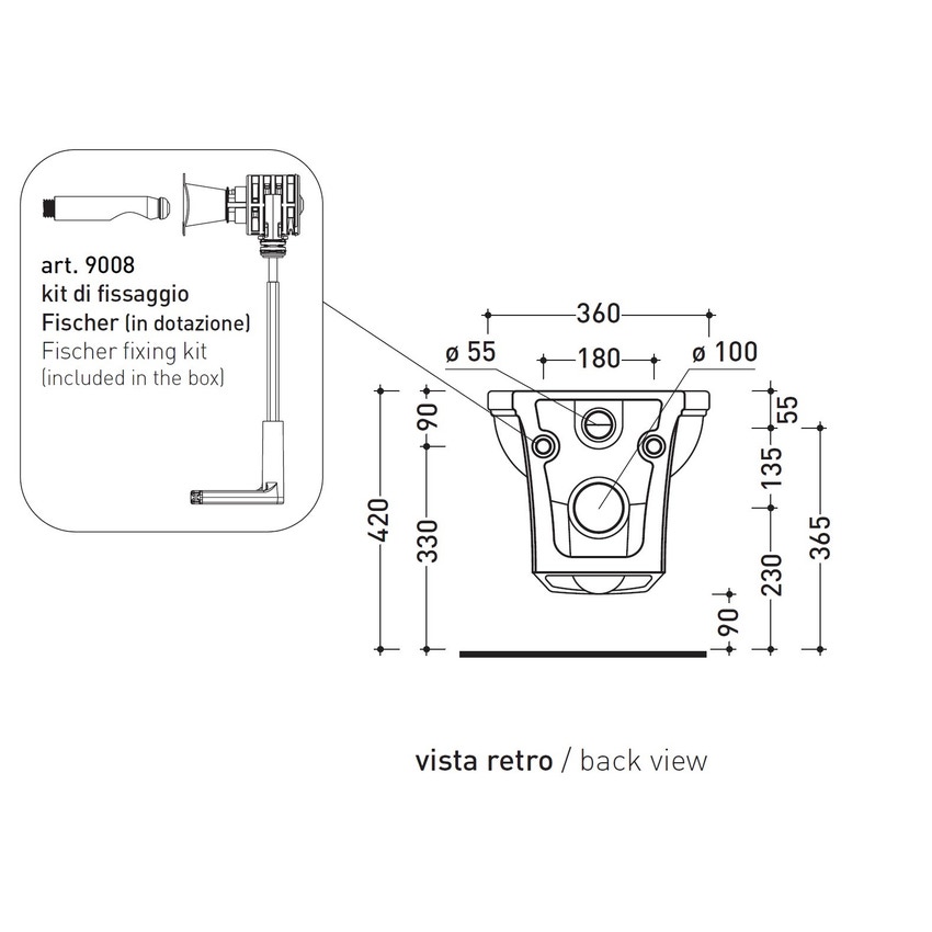 Immagine di Flaminia EFI vaso sospeso, senza sedile, colore bianco finitura lucido EF118