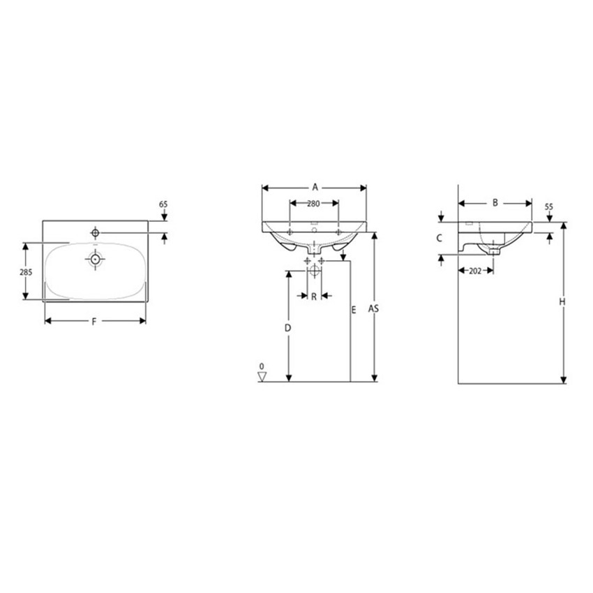 Immagine di Pozzi Ginori ACANTO lavabo compatto 60 cm larghezza finitura bianco 500.631.01.3