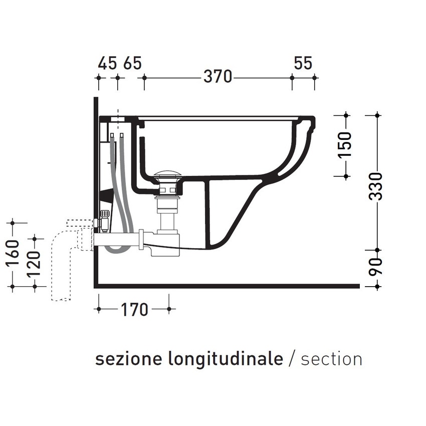 Flaminia EFI set sanitari back to wall, vaso con scarico a parete e  coprivaso con discesa rallentata, bidet monoforo con troppopieno, colore  bianco finitura lucido 6011+EF217+23/CR