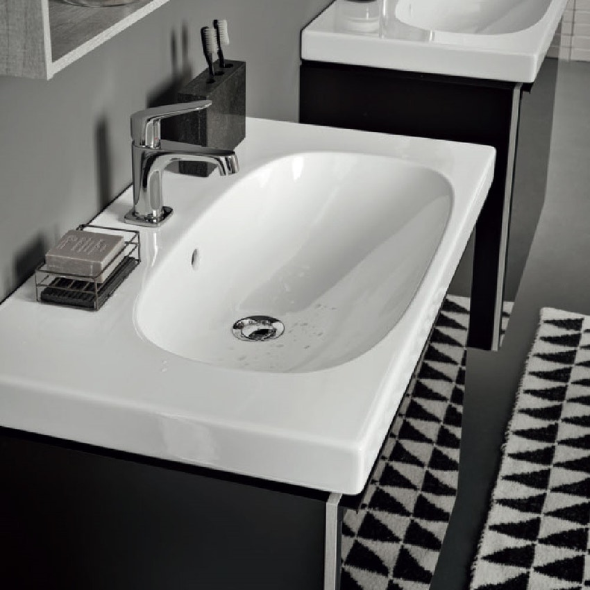 Immagine di Pozzi Ginori ACANTO lavabo compatto 90 cm larghezza finitura bianco 500.633.01.3
