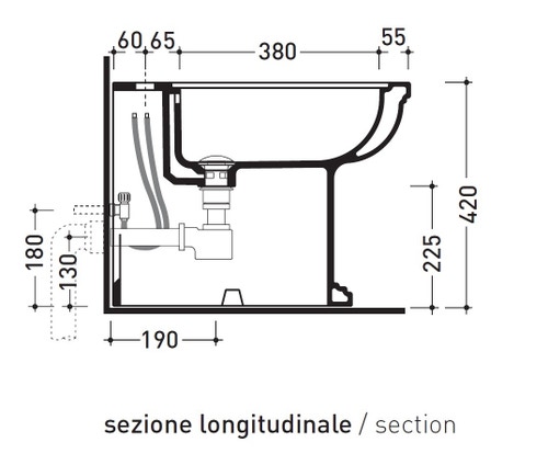 Flaminia EFI set sanitari back to wall, vaso con scarico a parete e  coprivaso con discesa rallentata, bidet monoforo con troppopieno, colore  bianco finitura lucido 6011+EF217+23/CR