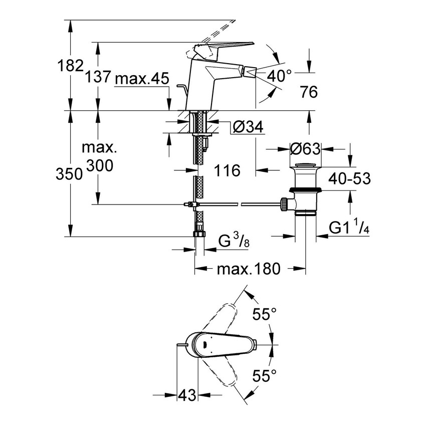Miscelatore monocomando
per bidet