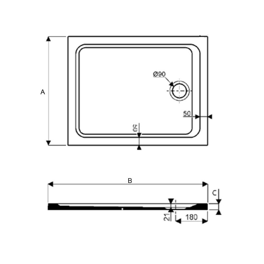 Immagine di Pozzi Ginori MELUA piatto doccia rettangolare 100x80 cm finitura bianco 550.505.00.1