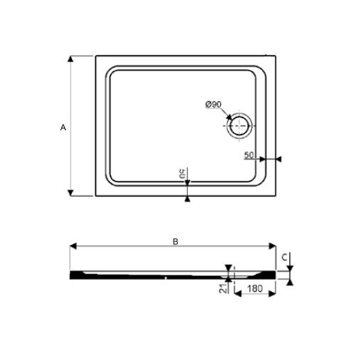 Immagine di Pozzi Ginori MELUA piatto doccia rettangolare 100x90 cm finitura bianco 550.506.00.1