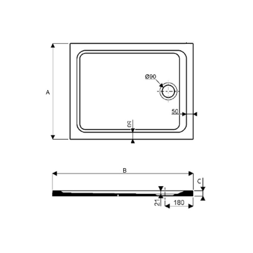 Immagine di Pozzi Ginori MELUA piatto doccia rettangolare 120x70 cm finitura bianco 550.507.00.1
