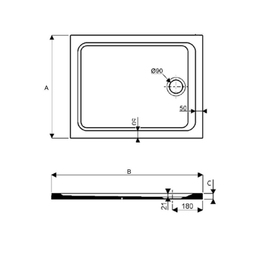 Immagine di Pozzi Ginori MELUA piatto doccia rettangolare 140x90 cm finitura bianco 550.512.00.1