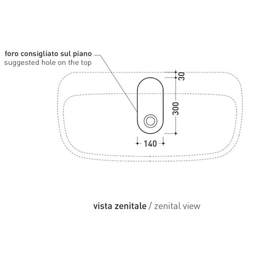 Immagine di Flaminia MONÒ 100 lavabo 100 cm da appoggio o sospeso, senza troppopieno, colore bianco latte finitura opaco MN100LLAT