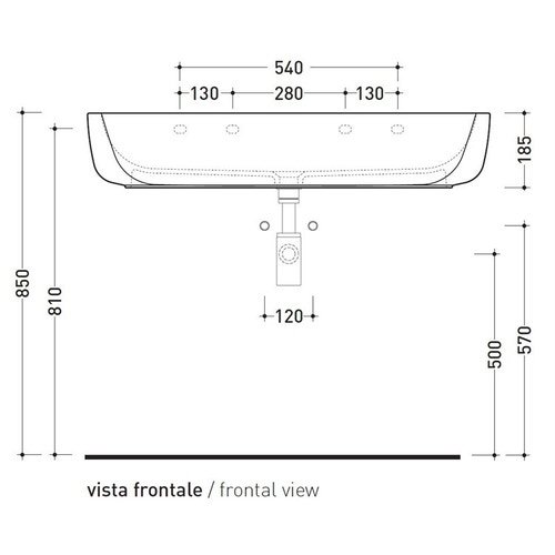 Immagine di Flaminia MONÒ 100 lavabo 100 cm da appoggio o sospeso, senza troppopieno, colore bianco latte finitura opaco MN100LLAT