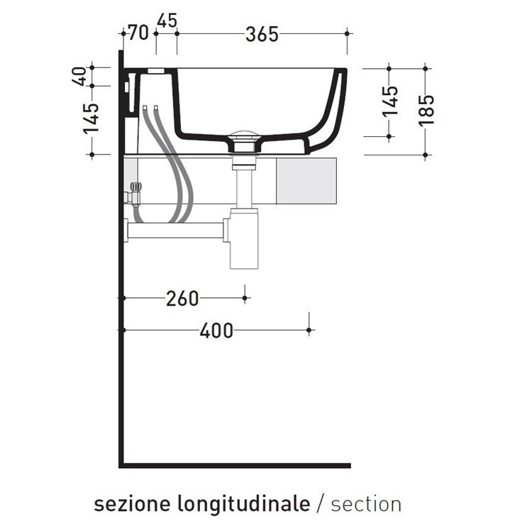 Immagine di Flaminia MONÒ 100 lavabo 100 cm da appoggio o sospeso, senza troppopieno, colore bianco latte finitura opaco MN100LLAT