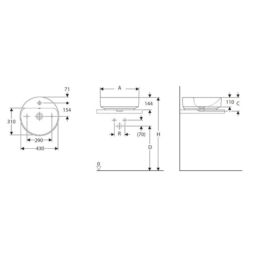 Immagine di Pozzi Ginori VARIFORM lavabo rotondo da appoggio 45 cm CPR finitura bianco 500.769.01.3