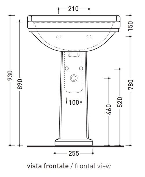 Immagine di Flaminia EFI 64 lavabo sospeso o su colonna 64 cm, con troppopieno, colore bianco finitura lucido 6007