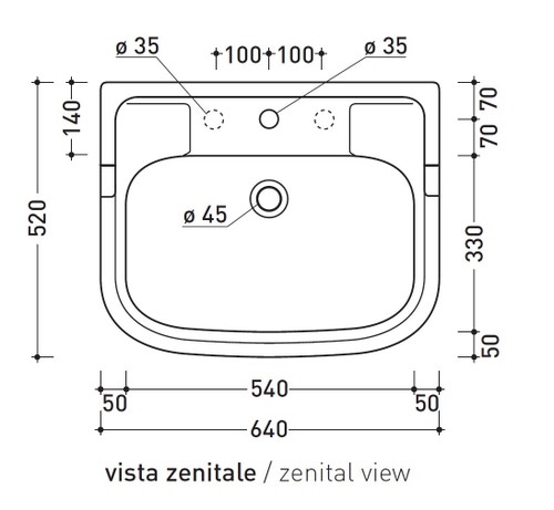 Immagine di Flaminia EFI 64 lavabo sospeso o su colonna 64 cm, con troppopieno, colore bianco finitura lucido 6007