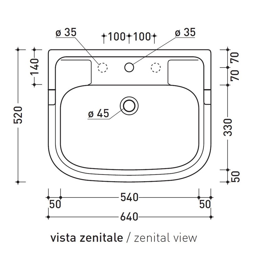 Immagine di Flaminia EFI 64 lavabo sospeso o su colonna 64 cm, con troppopieno, colore bianco finitura lucido 6007