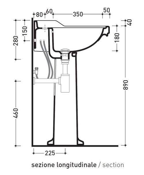Immagine di Flaminia EFI colonna in ceramica per lavabo Efi 64 cm e 70 cm, colore bianco finitura lucido 6009