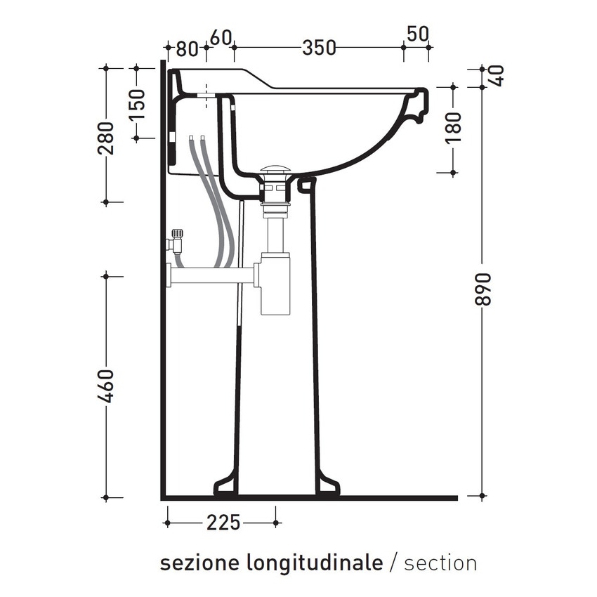 Immagine di Flaminia EFI colonna in ceramica per lavabo Efi 64 cm e 70 cm, colore bianco finitura lucido 6009