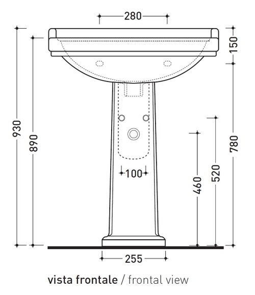 Immagine di Flaminia EFI colonna in ceramica per lavabo Efi 64 cm e 70 cm, colore bianco finitura lucido 6009