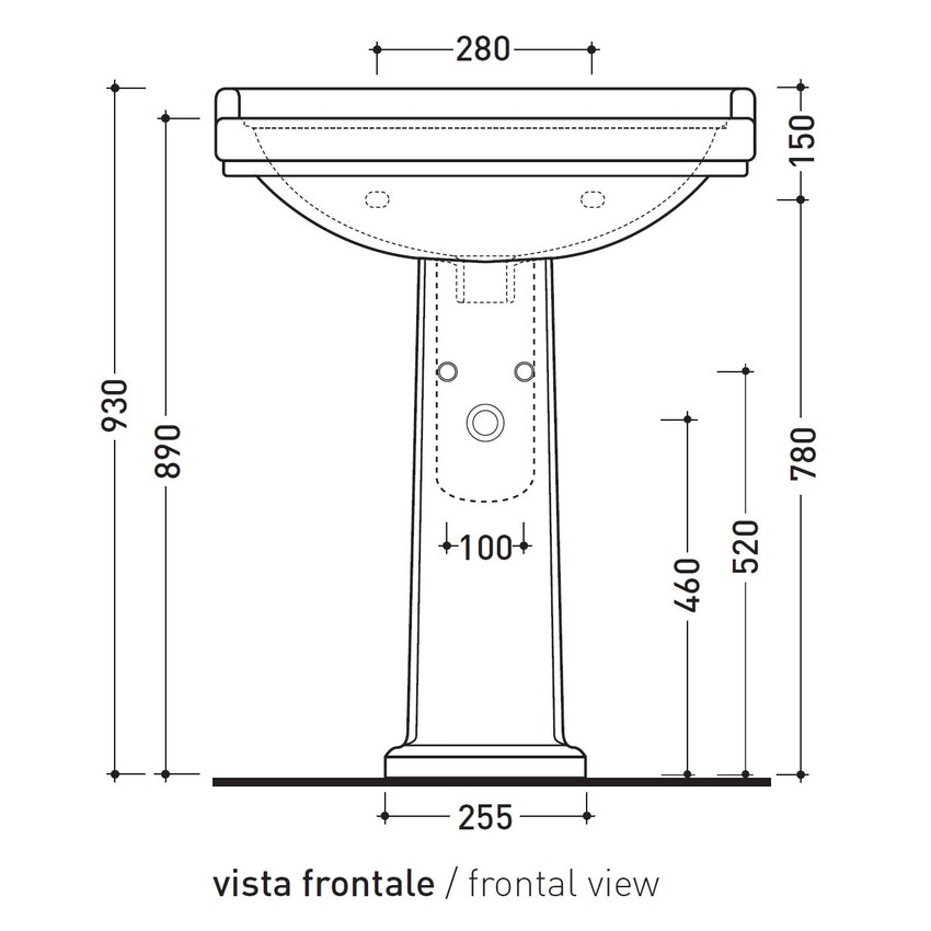 Flaminia 6009 EFI colonna in ceramica per lavabo Efi 64 cm e 70 cm, colore  bianco finitura lucido