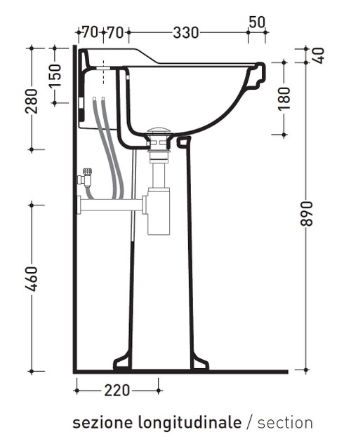 Immagine di Flaminia EFI colonna in ceramica per lavabo Efi 64 cm e 70 cm, colore bianco finitura lucido 6009