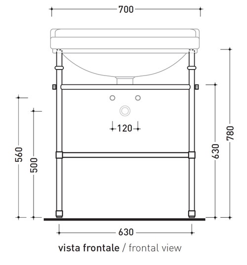Immagine di Flaminia EFI base di appoggio in ottone per lavabo EFI 70 cm, finitura cromo 6016