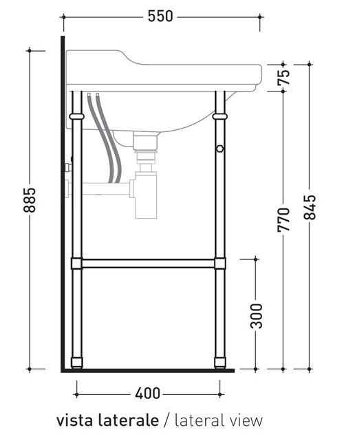Immagine di Flaminia EFI base di appoggio in ottone per lavabo EFI 70 cm, finitura cromo 6016