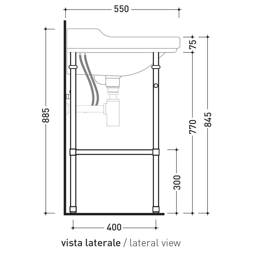 Immagine di Flaminia EFI base di appoggio in ottone per lavabo EFI 70 cm, finitura cromo 6016