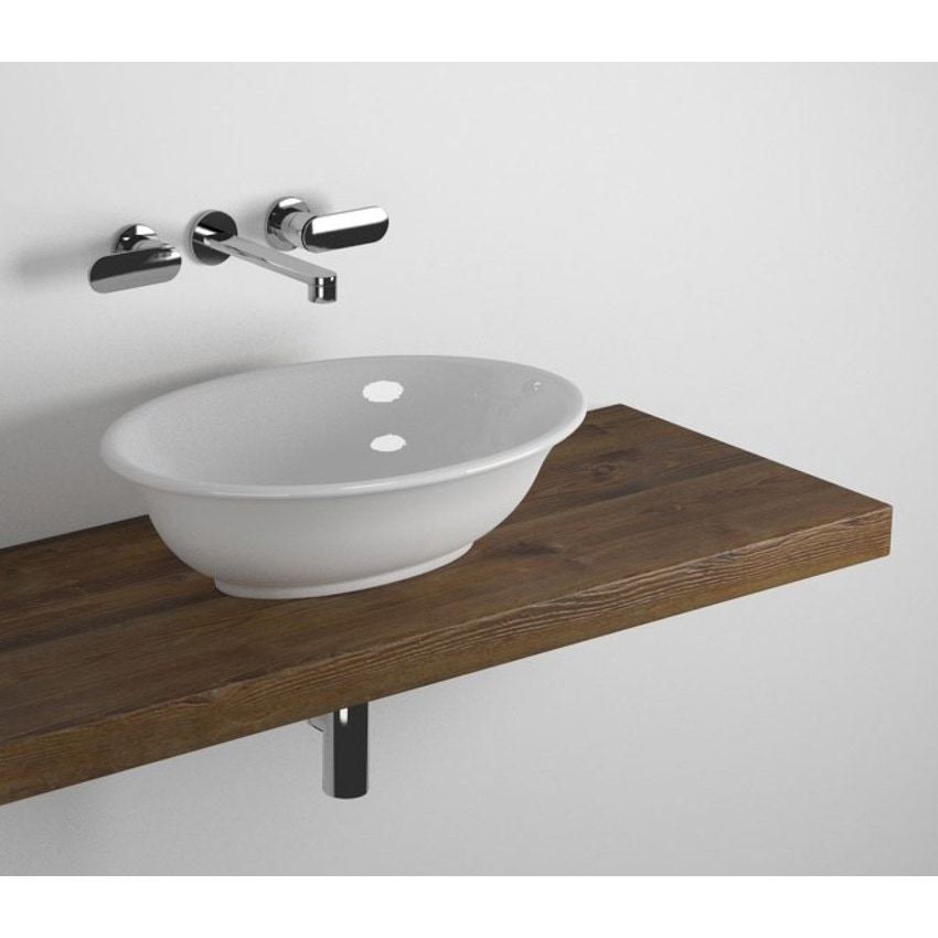 Immagine di Flaminia SOLID mensola L.80 P.46 H.6 cm, per lavabi BOLL, finitura legno rustico marrone SLBL