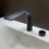 Immagine di Duravit XVIU composizione bagno sostegno metallico, colore nero opaco con lavabo due fori, colore bianco + colonna bassa, colore bianco opaco + specchio con profilo nero opaco + sifone di design, colore nero opaco XV4715OB240-XV70420B2B2