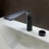 Immagine di Duravit XVIU composizione bagno sostegno metallico, colore nero opaco con lavabo due fori, colore bianco + colonna bassa, colore bianco opaco + specchio con profilo nero opaco + sifone di design, colore nero opaco XV4715OB240-XV70420B2B2