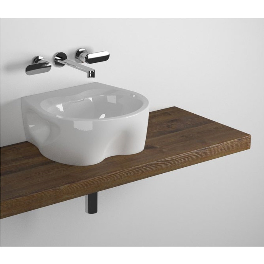 Immagine di Flaminia SOLID mensola L.80 H.46 P.6 cm, per lavabo VOID 44, finitura legno rustico marrone SLVD44