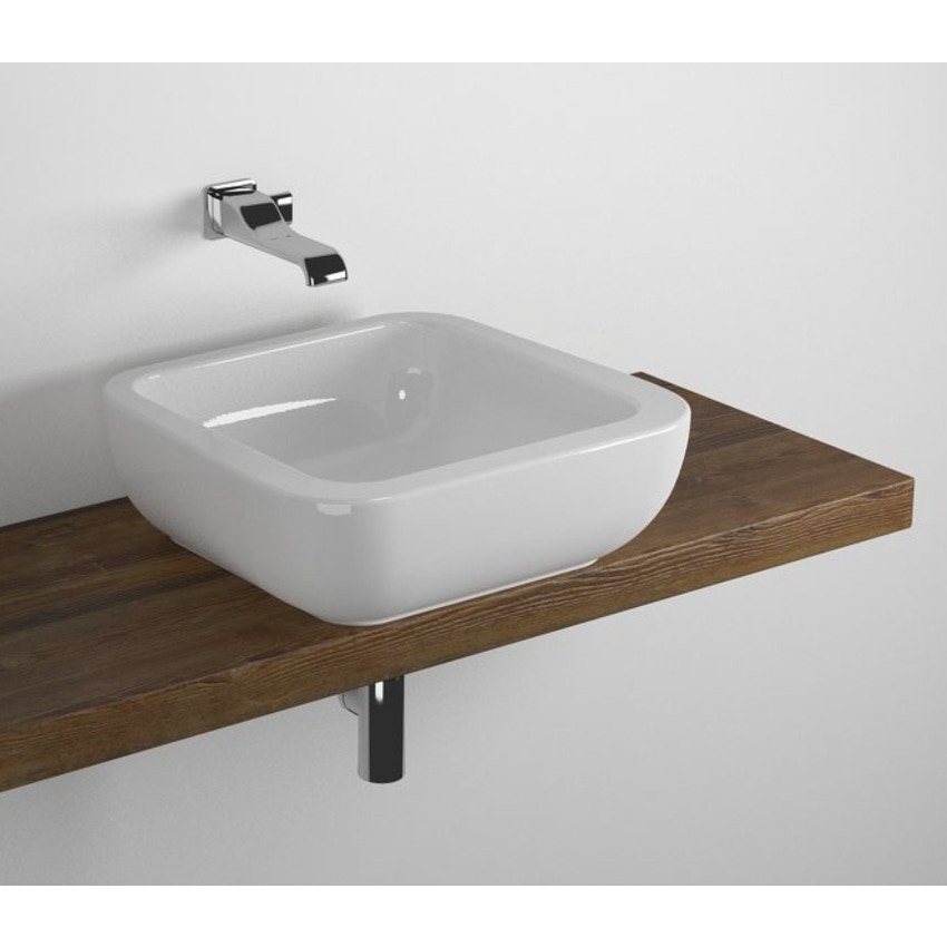 Immagine di Flaminia SOLID mensola L.80 H.46 P.6 cm, per lavabo COMO 51, finitura legno rustico marrone SLCM51A
