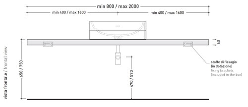 Immagine di Flaminia SOLID mensola L.80 P.46 H.6 cm, per lavabi NILE appoggio, finitura legno rustico marrone SLNL