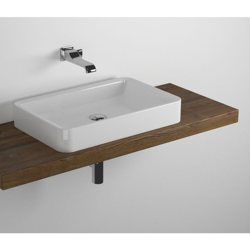 Immagine di Flaminia SOLID mensola L.80 P.46 H.6 cm, per lavabi NILE appoggio, finitura legno rustico marrone SLNL