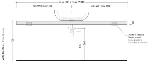 Immagine di Flaminia SOLID mensola L.80 P.46 H.6 cm, per lavabo PASS 62, finitura legno rustico marrone SLPS62