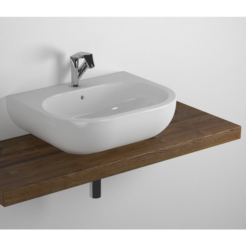 Immagine di Flaminia SOLID mensola L.80 P.46 H.6 cm, per lavabo PASS 62, finitura legno rustico marrone SLPS62