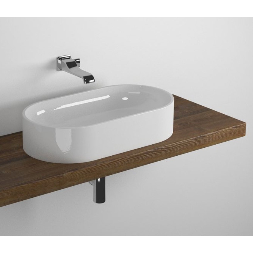 Immagine di Flaminia SOLID mensola L.80 P.46 H.6 cm, per lavabo PASS e NUDA, finitura legno rustico marrone SLPS65