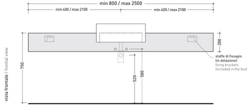 Immagine di Flaminia FORTY6 mensola L.80 P.40 H.20 cm, per lavabo Twin Set 52 da semincasso (art. 5054), colore nero finitura lucido F65054NE